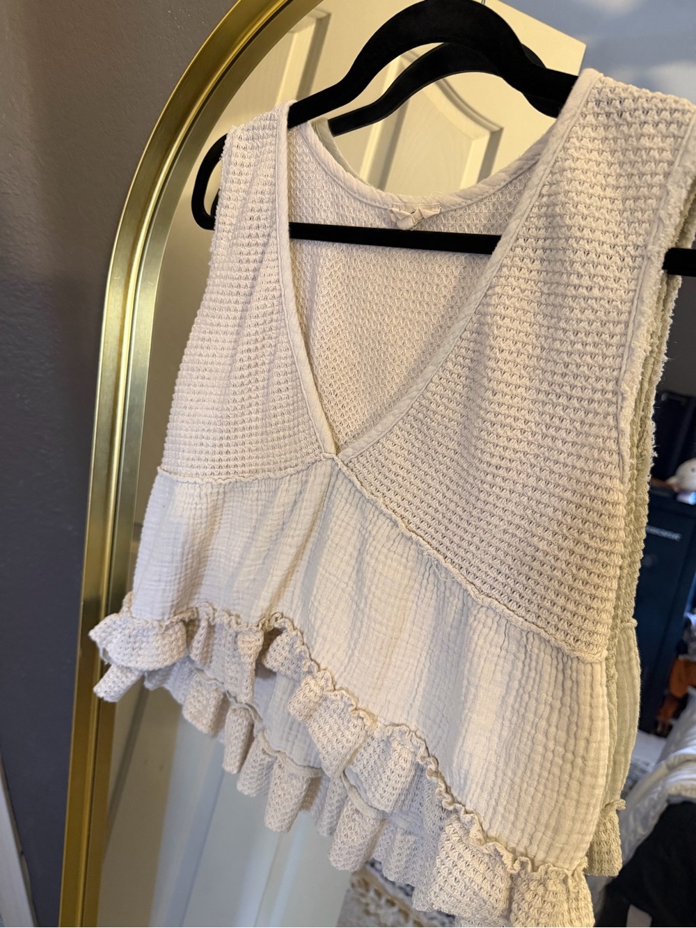 Pol Cream Ruffle Babydoll Tank Top
